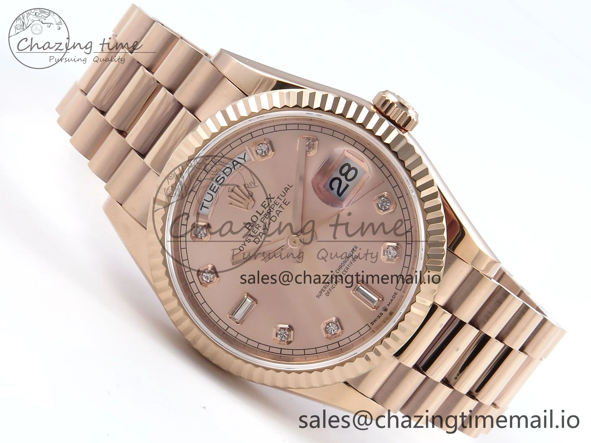 Day Date 36 RG 128235 KF 1:1 Best Edition RG Dial on President Bracelet A2836 (Gain Weight)