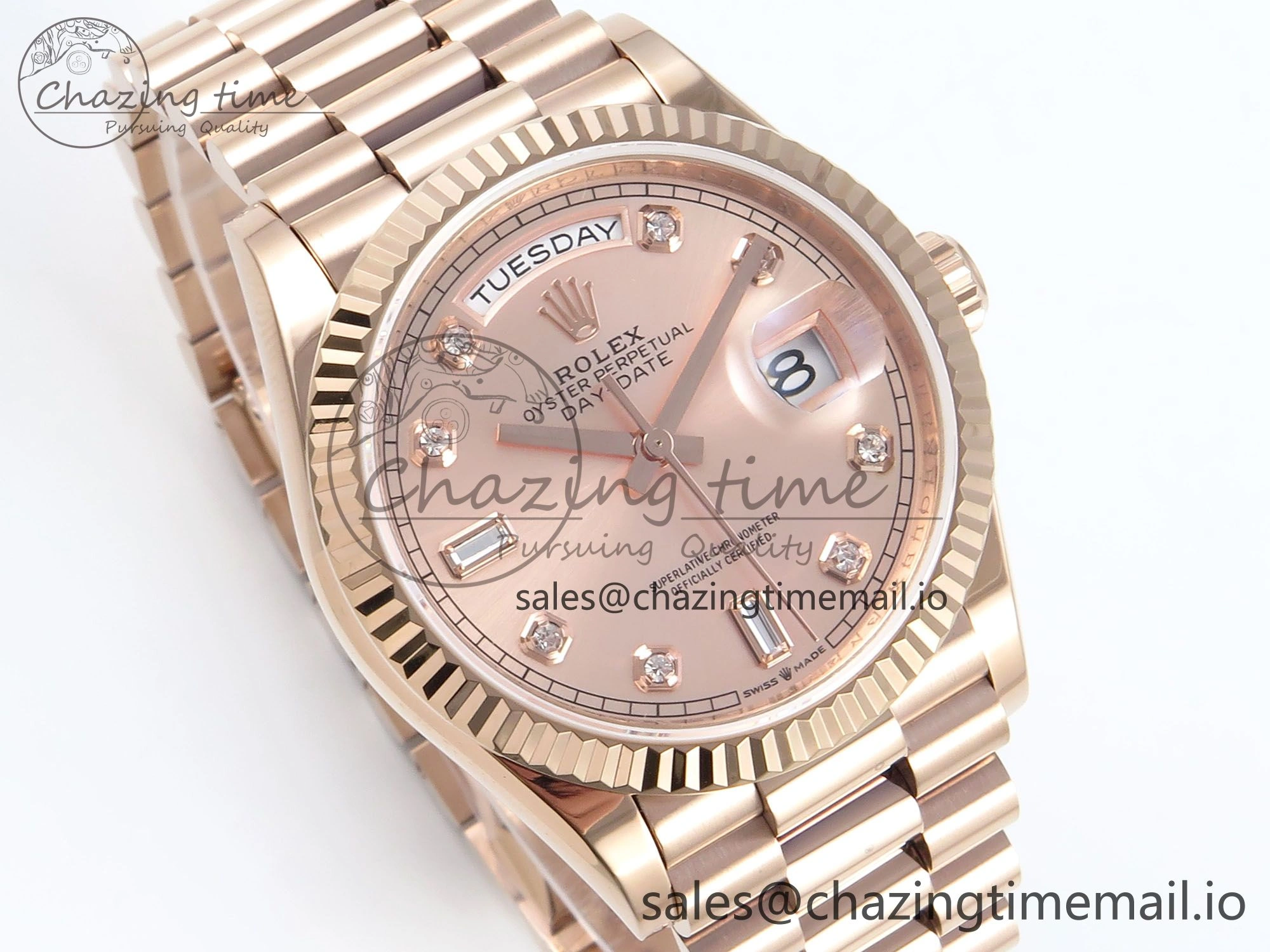 Day Date 36 RG 128235 KF 1:1 Best Edition RG Dial on President Bracelet A2836 (Gain Weight)