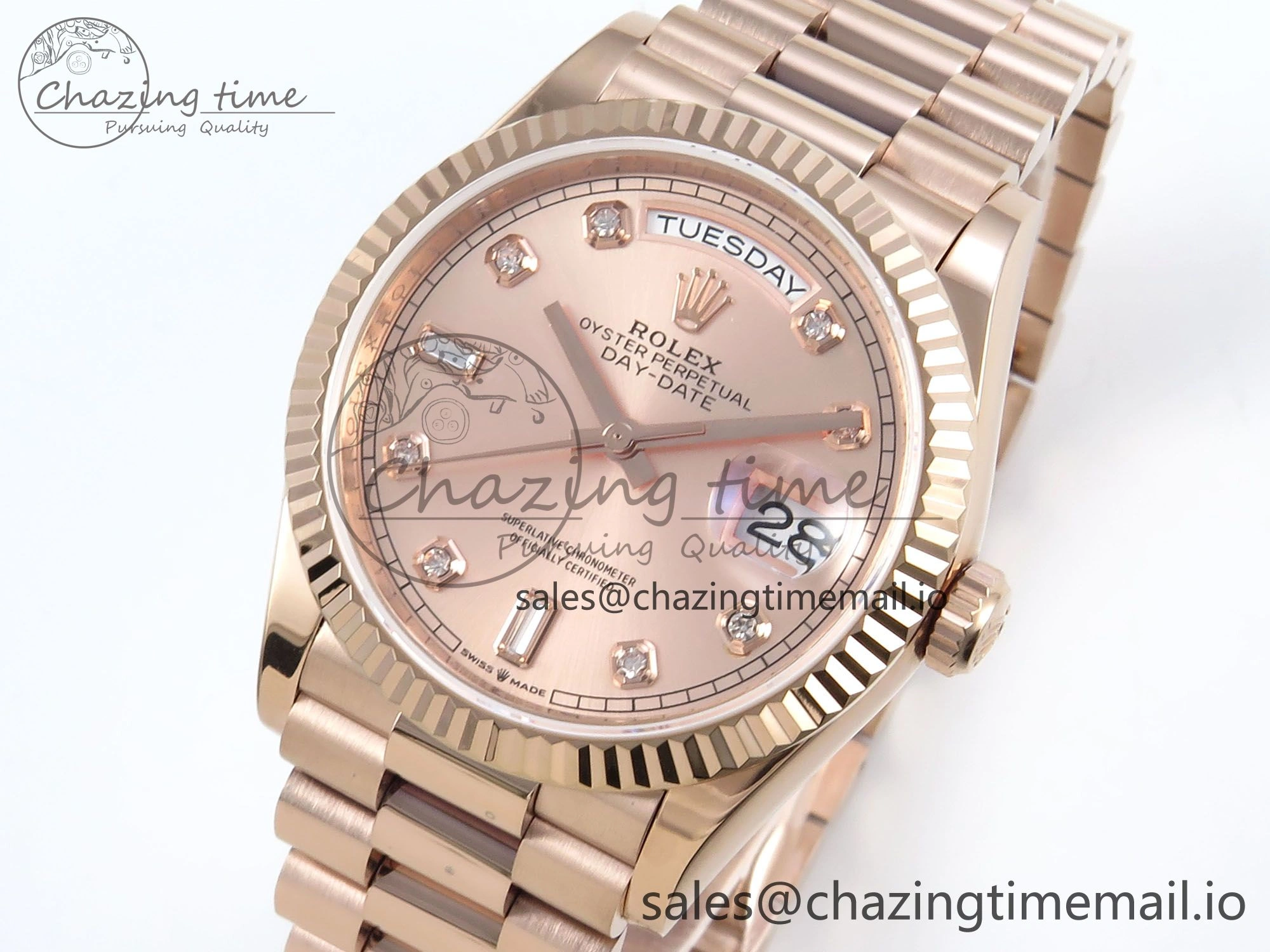 Day Date 36 RG 128235 KF 1:1 Best Edition RG Dial on President Bracelet A2836 (Gain Weight)
