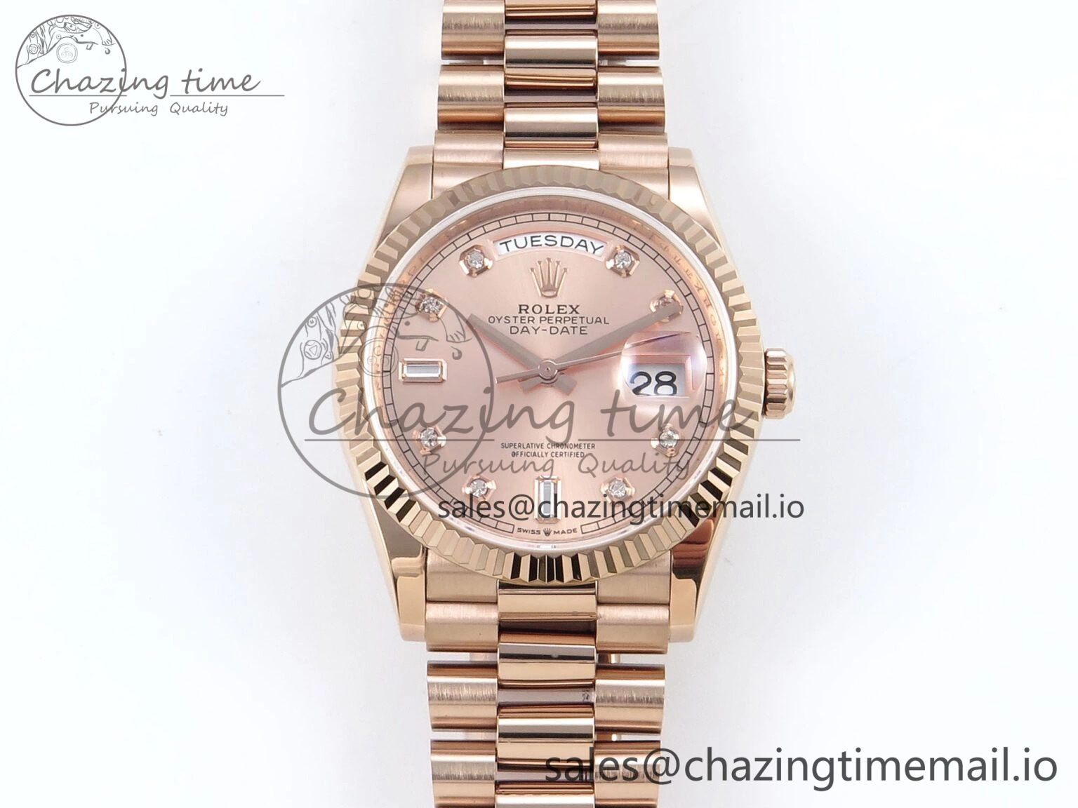 Day Date 36 RG 128235 KF 1:1 Best Edition RG Dial on President Bracelet A2836 (Gain Weight)