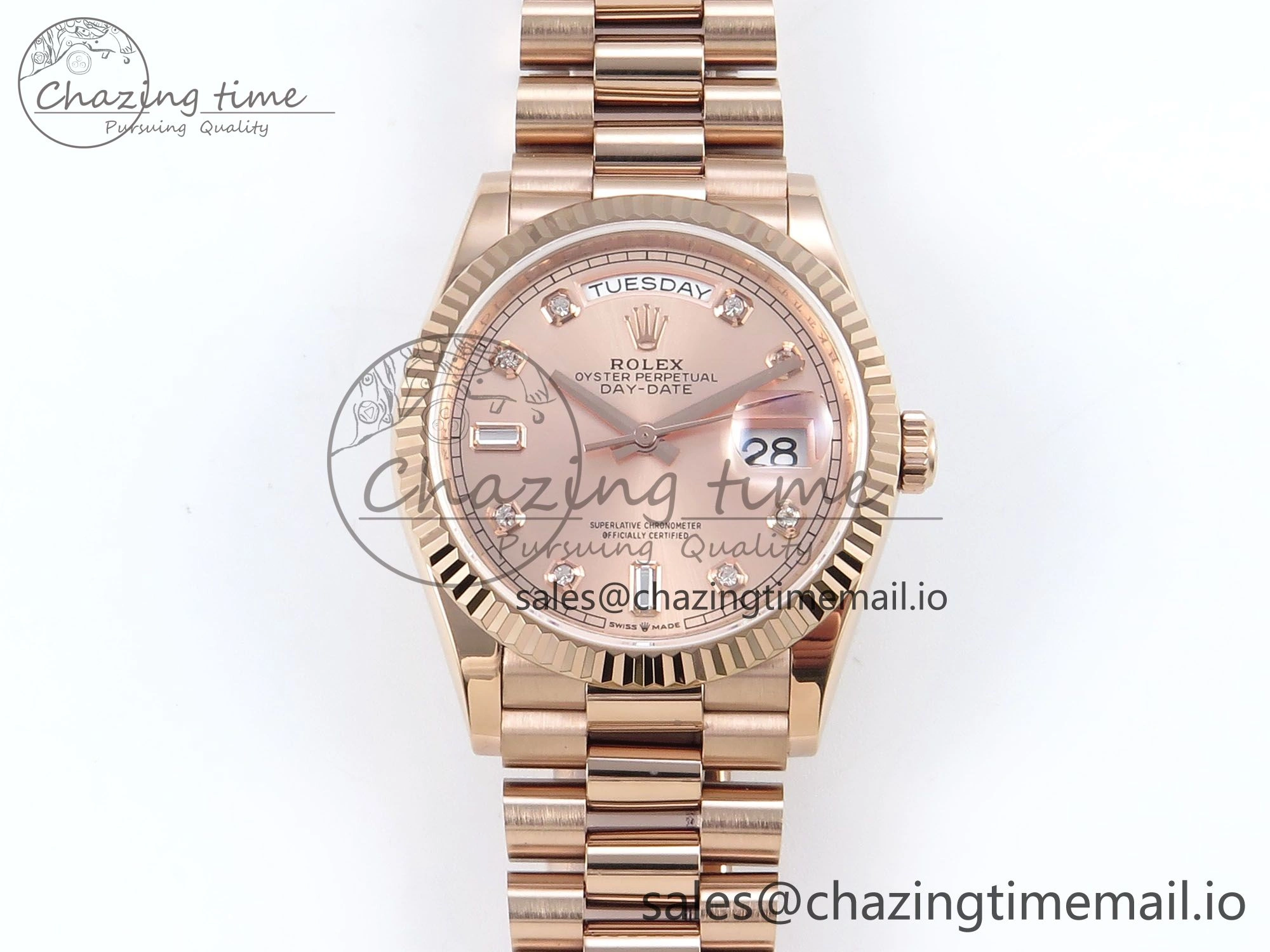 Day Date 36 RG 128235 KF 1:1 Best Edition RG Dial on President Bracelet A2836 (Gain Weight)
