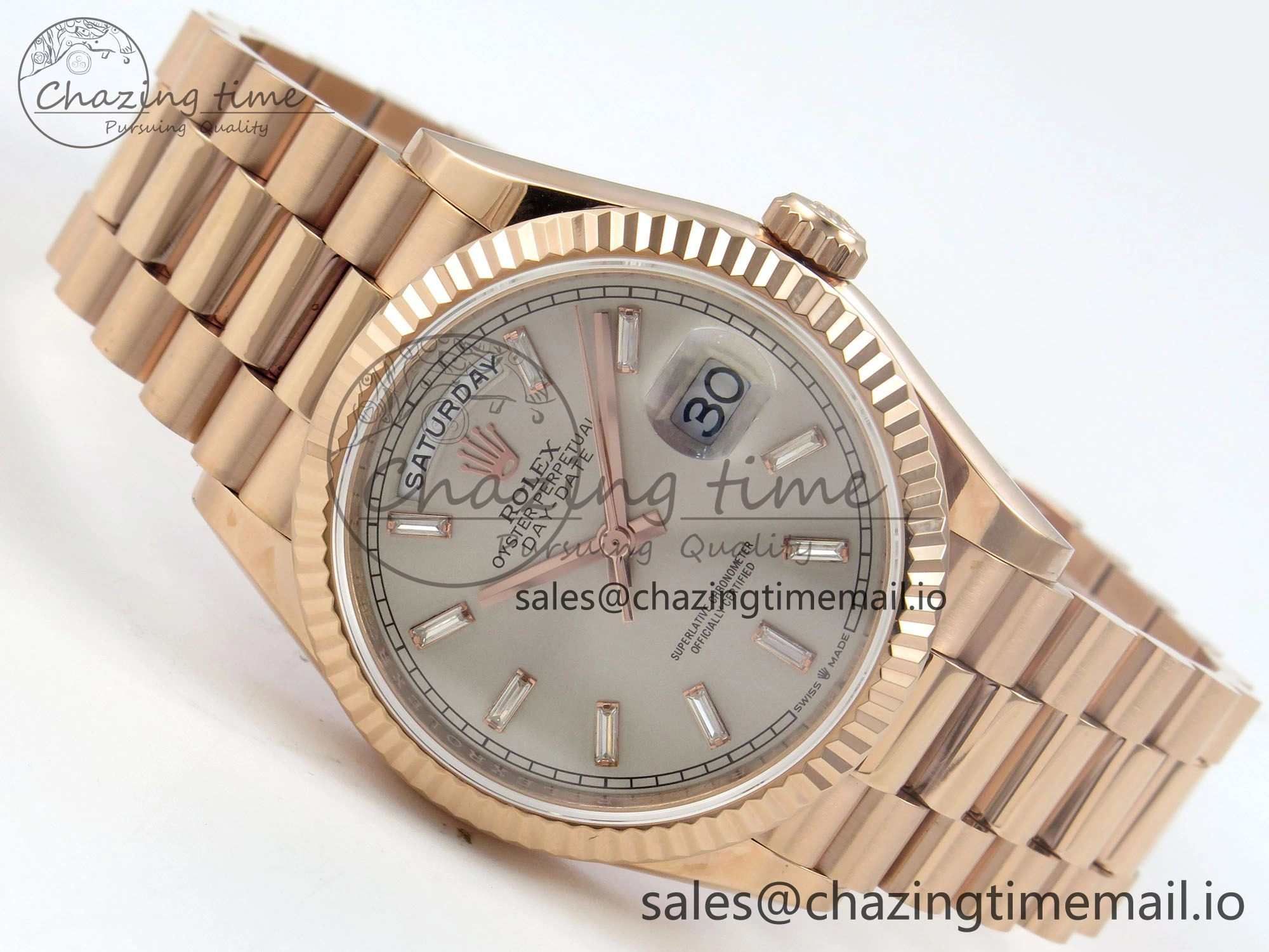 Day Date 36 RG 128235 KF 1:1 Best Edition Silver Crystal Dial on President Bracelet A2836 (Gain Weight)