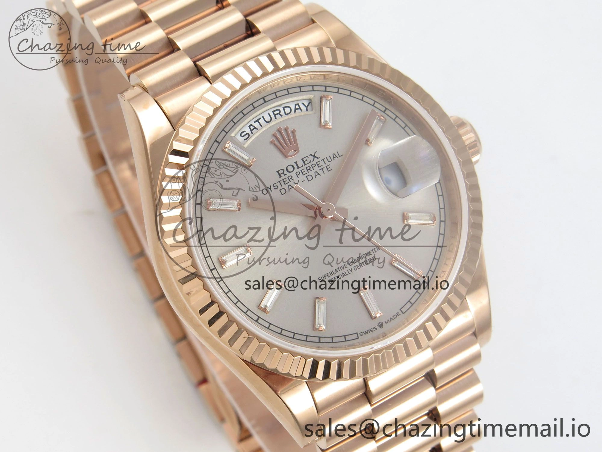 Day Date 36 RG 128235 KF 1:1 Best Edition Silver Crystal Dial on President Bracelet A2836 (Gain Weight)