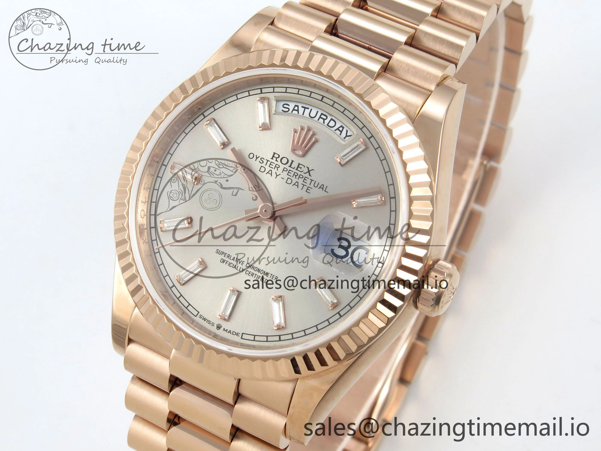 Day Date 36 RG 128235 KF 1:1 Best Edition Silver Crystal Dial on President Bracelet A2836 (Gain Weight)