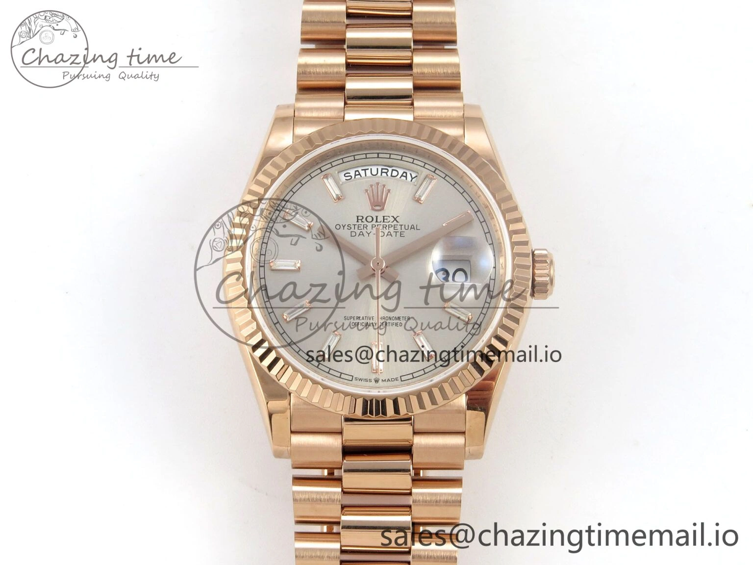 Day Date 36 RG 128235 KF 1:1 Best Edition Silver Crystal Dial on President Bracelet A2836 (Gain Weight)