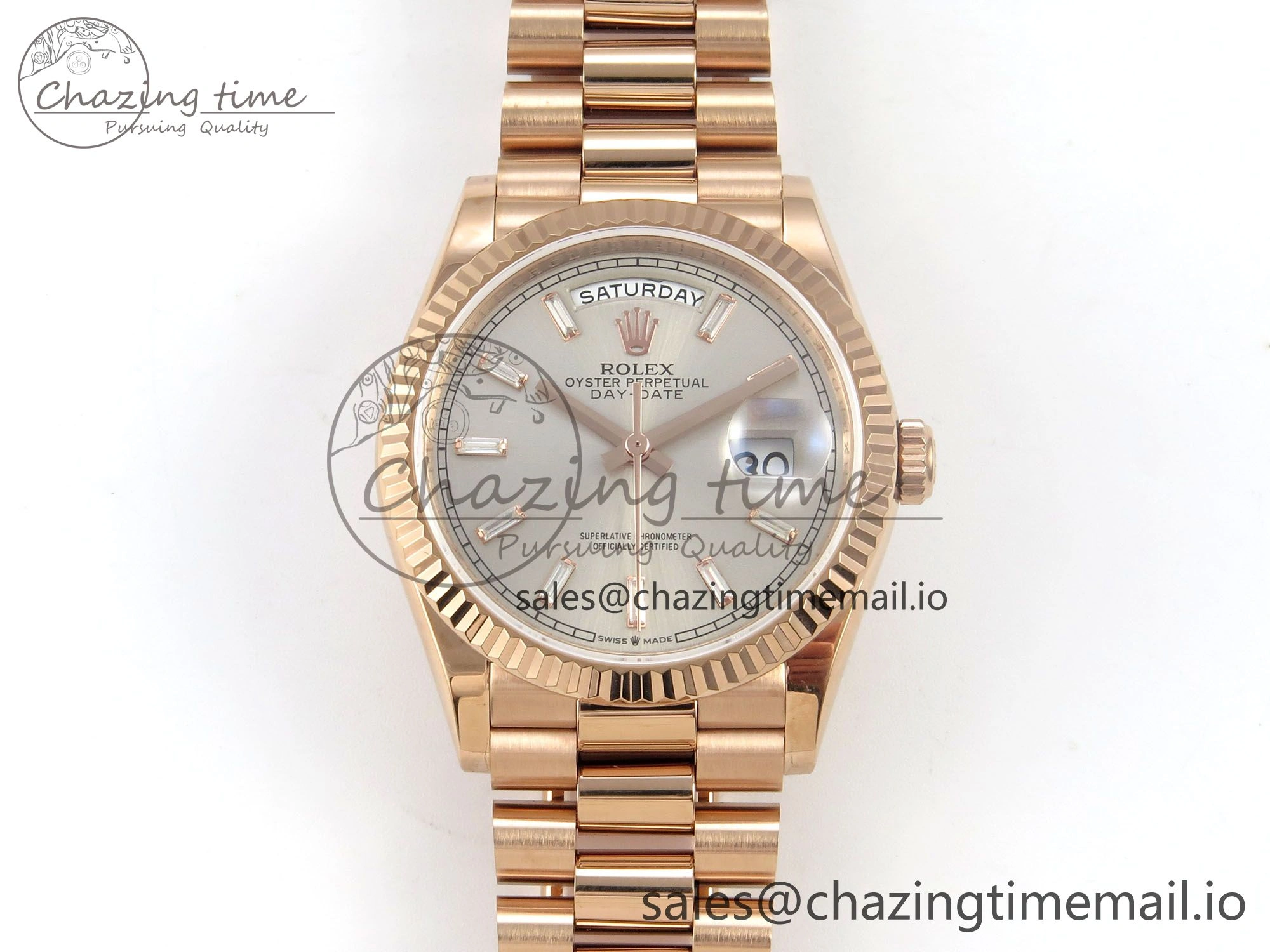 Day Date 36 RG 128235 KF 1:1 Best Edition Silver Crystal Dial on President Bracelet A2836 (Gain Weight)