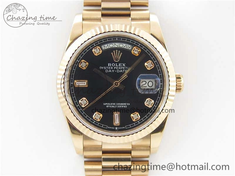 Day-Date 36 RG 128239 Bp Maker Best Edition Black Dial Crystral Markers on RG President Bracelet