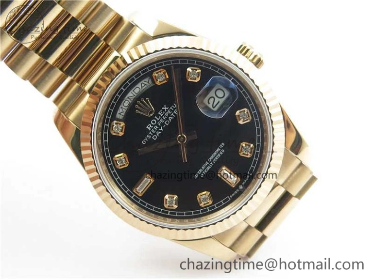 Day-Date 36 RG 128239 Bp Maker Best Edition Black Dial Crystral Markers on RG President Bracelet
