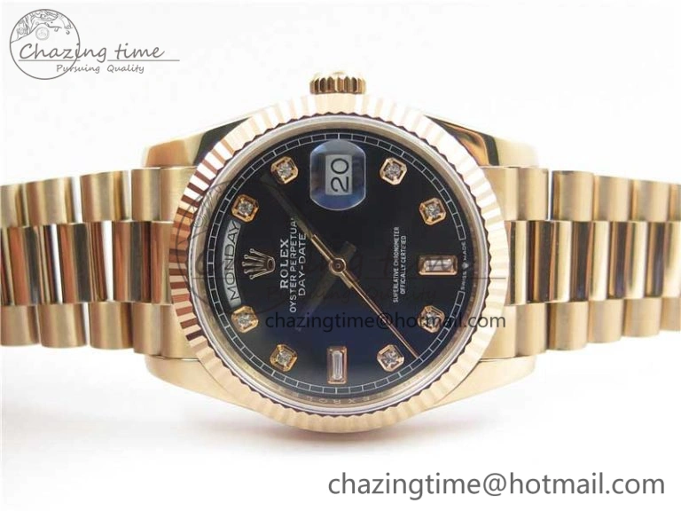 Day-Date 36 RG 128239 Bp Maker Best Edition Black Dial Crystral Markers on RG President Bracelet