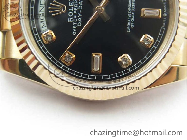 Day-Date 36 RG 128239 Bp Maker Best Edition Black Dial Crystral Markers on RG President Bracelet