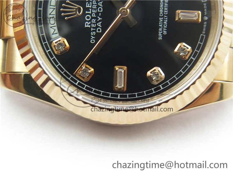 Day-Date 36 RG 128239 Bp Maker Best Edition Black Dial Crystral Markers on RG President Bracelet