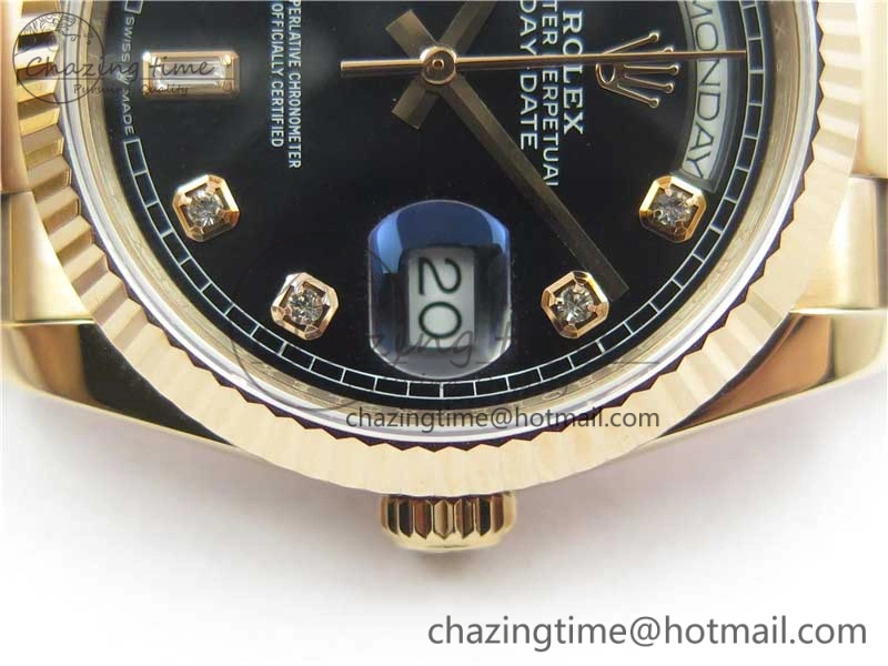 Day-Date 36 RG 128239 Bp Maker Best Edition Black Dial Crystral Markers on RG President Bracelet