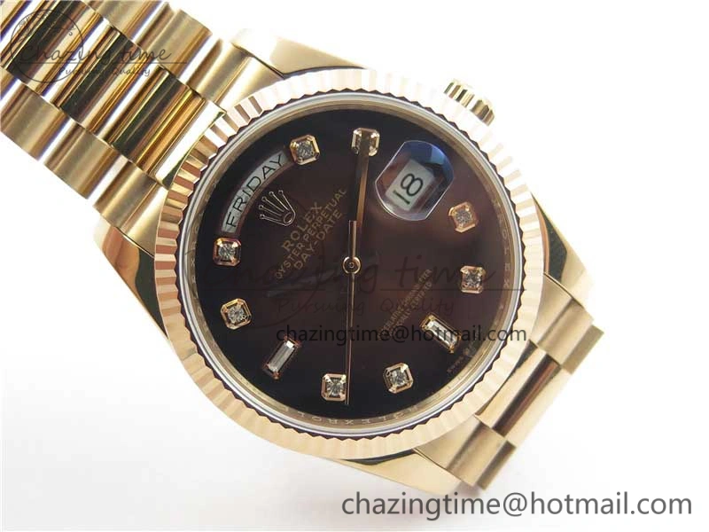 Day-Date 36 RG 128239 Bp Maker Best Edition Brown Dial Crystral Markers on RG President Bracelet