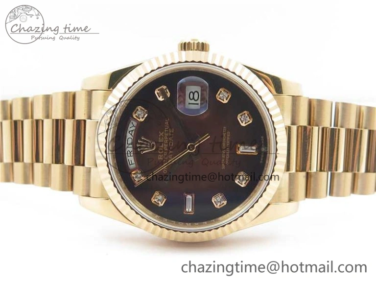 Day-Date 36 RG 128239 Bp Maker Best Edition Brown Dial Crystral Markers on RG President Bracelet