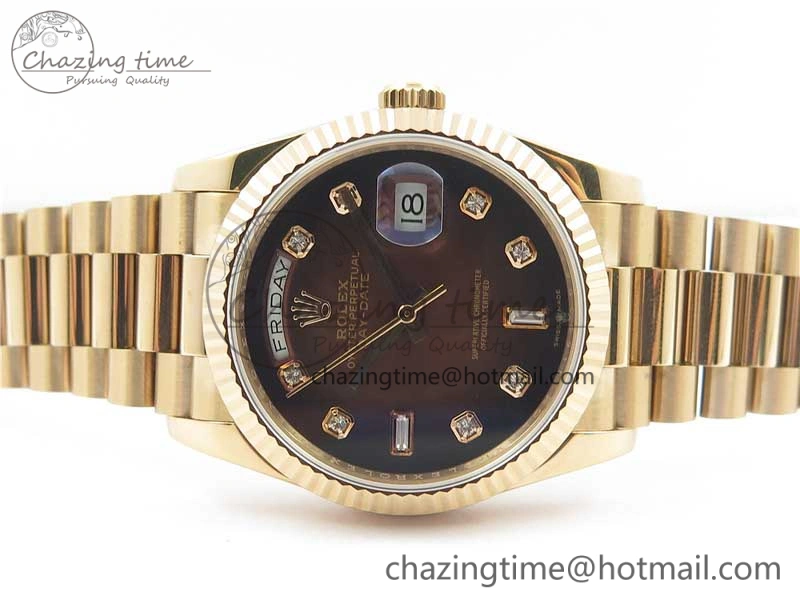 Day-Date 36 RG 128239 Bp Maker Best Edition Brown Dial Crystral Markers on RG President Bracelet