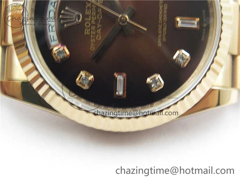 Day-Date 36 RG 128239 Bp Maker Best Edition Brown Dial Crystral Markers on RG President Bracelet