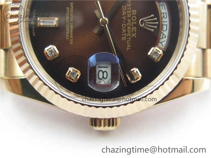 Day-Date 36 RG 128239 Bp Maker Best Edition Brown Dial Crystral Markers on RG President Bracelet