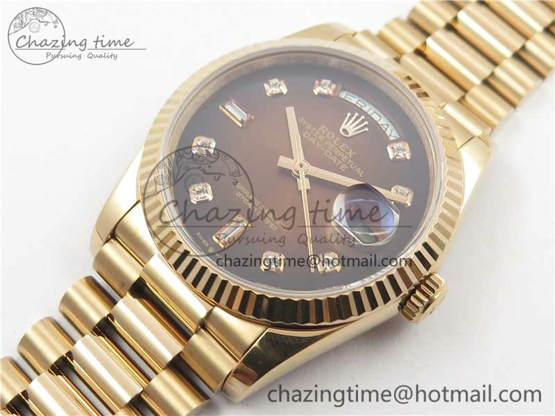Day-Date 36 RG 128239 Bp Maker Best Edition Brown Dial Crystral Markers on RG President Bracelet