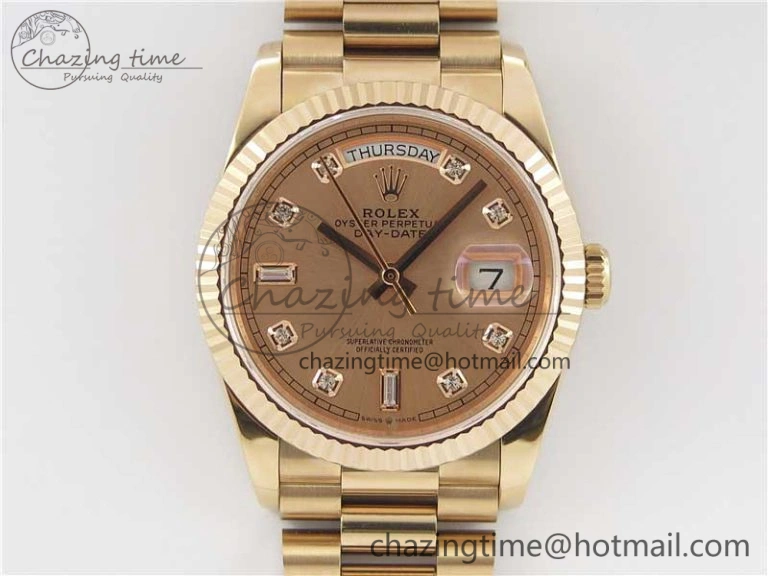 Day-Date 36 RG 128239 Bp Maker Best Edition Pink Dial Crystral Markers on RG President Bracelet