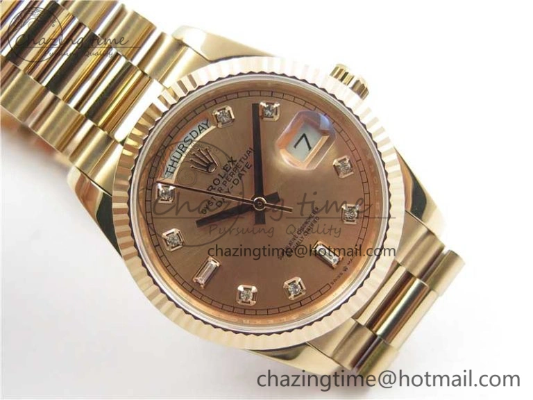 Day-Date 36 RG 128239 Bp Maker Best Edition Pink Dial Crystral Markers on RG President Bracelet