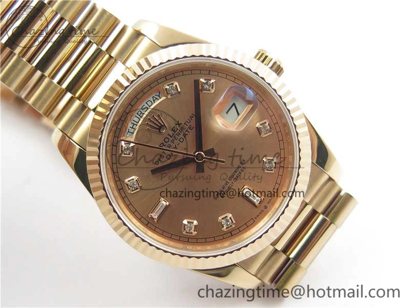 Day-Date 36 RG 128239 Bp Maker Best Edition Pink Dial Crystral Markers on RG President Bracelet
