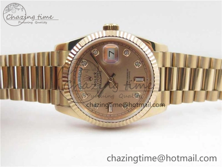 Day-Date 36 RG 128239 Bp Maker Best Edition Pink Dial Crystral Markers on RG President Bracelet