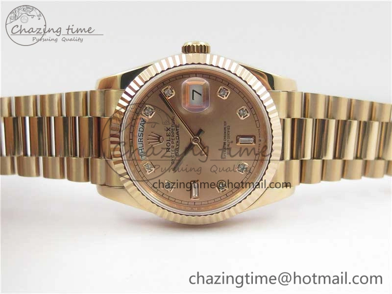 Day-Date 36 RG 128239 Bp Maker Best Edition Pink Dial Crystral Markers on RG President Bracelet