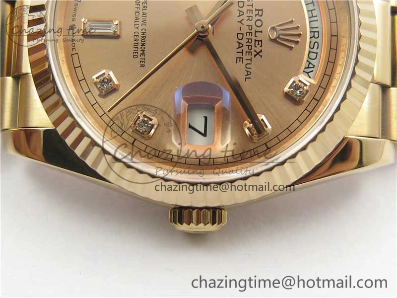 Day-Date 36 RG 128239 Bp Maker Best Edition Pink Dial Crystral Markers on RG President Bracelet