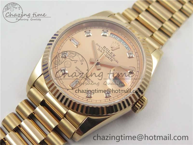 Day-Date 36 RG 128239 Bp Maker Best Edition Pink Dial Crystral Markers on RG President Bracelet
