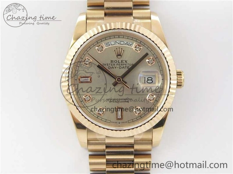 Day-Date 36 RG 128239 Bp Maker Best Edition Silver Dial Crystral Markers on RG President Bracelet