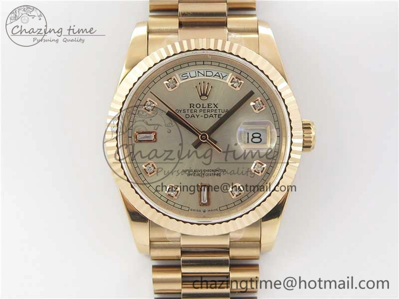 Day-Date 36 RG 128239 Bp Maker Best Edition Silver Dial Crystral Markers on RG President Bracelet