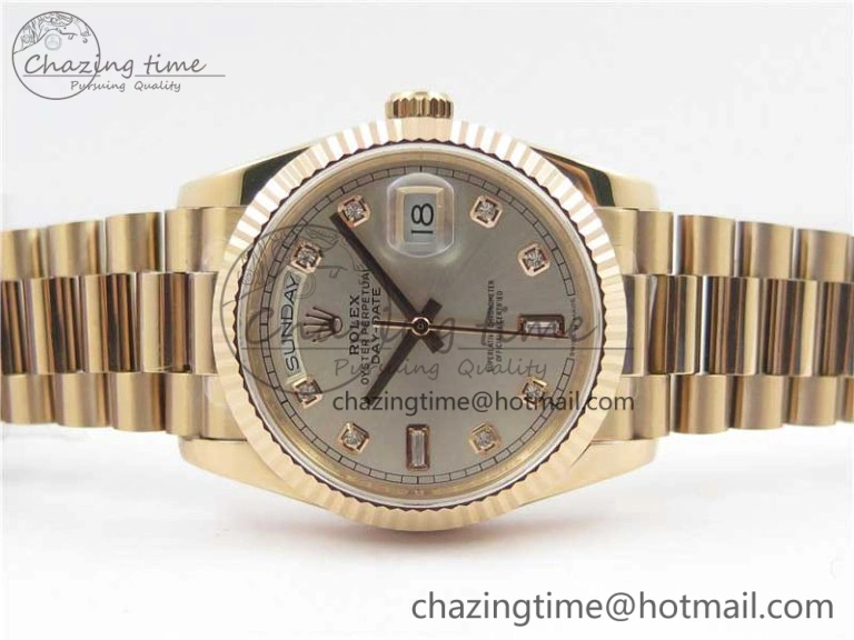 Day-Date 36 RG 128239 Bp Maker Best Edition Silver Dial Crystral Markers on RG President Bracelet