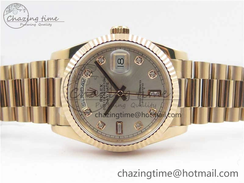 Day-Date 36 RG 128239 Bp Maker Best Edition Silver Dial Crystral Markers on RG President Bracelet