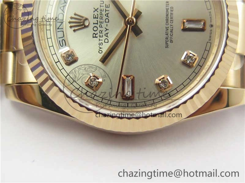 Day-Date 36 RG 128239 Bp Maker Best Edition Silver Dial Crystral Markers on RG President Bracelet