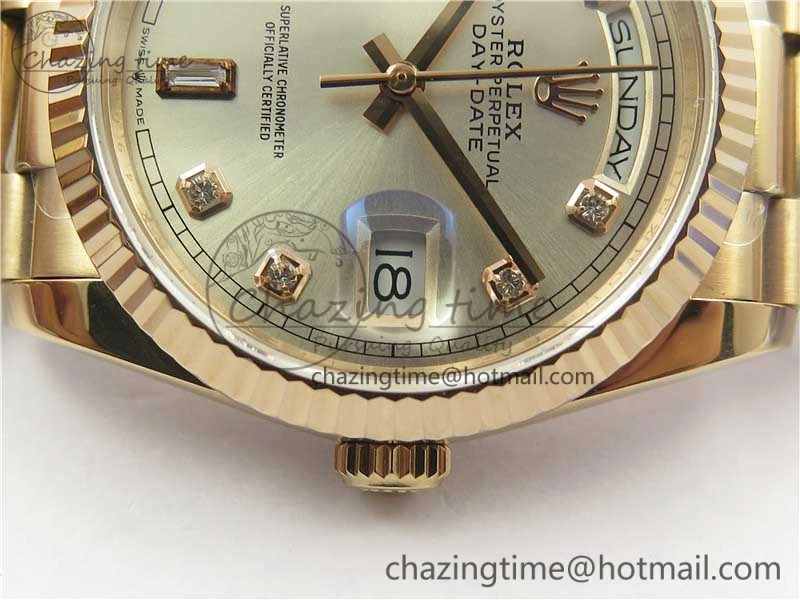 Day-Date 36 RG 128239 Bp Maker Best Edition Silver Dial Crystral Markers on RG President Bracelet