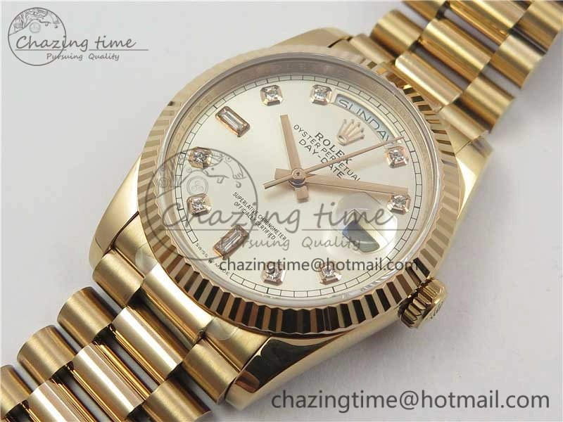 Day-Date 36 RG 128239 Bp Maker Best Edition Silver Dial Crystral Markers on RG President Bracelet