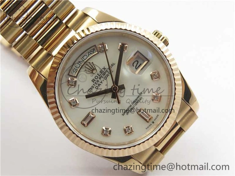Day-Date 36 RG 128239 Bp Maker Best Edition White MOP Dial Crystral Markers on RG President Bracelet
