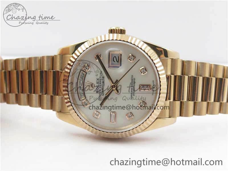 Day-Date 36 RG 128239 Bp Maker Best Edition White MOP Dial Crystral Markers on RG President Bracelet