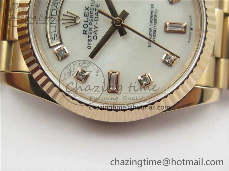Day-Date 36 RG 128239 Bp Maker Best Edition White MOP Dial Crystral Markers on RG President Bracelet