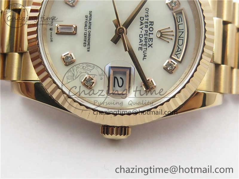 Day-Date 36 RG 128239 Bp Maker Best Edition White MOP Dial Crystral Markers on RG President Bracelet