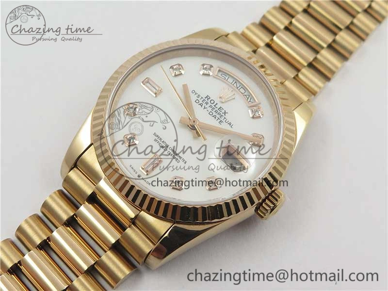 Day-Date 36 RG 128239 Bp Maker Best Edition White MOP Dial Crystral Markers on RG President Bracelet