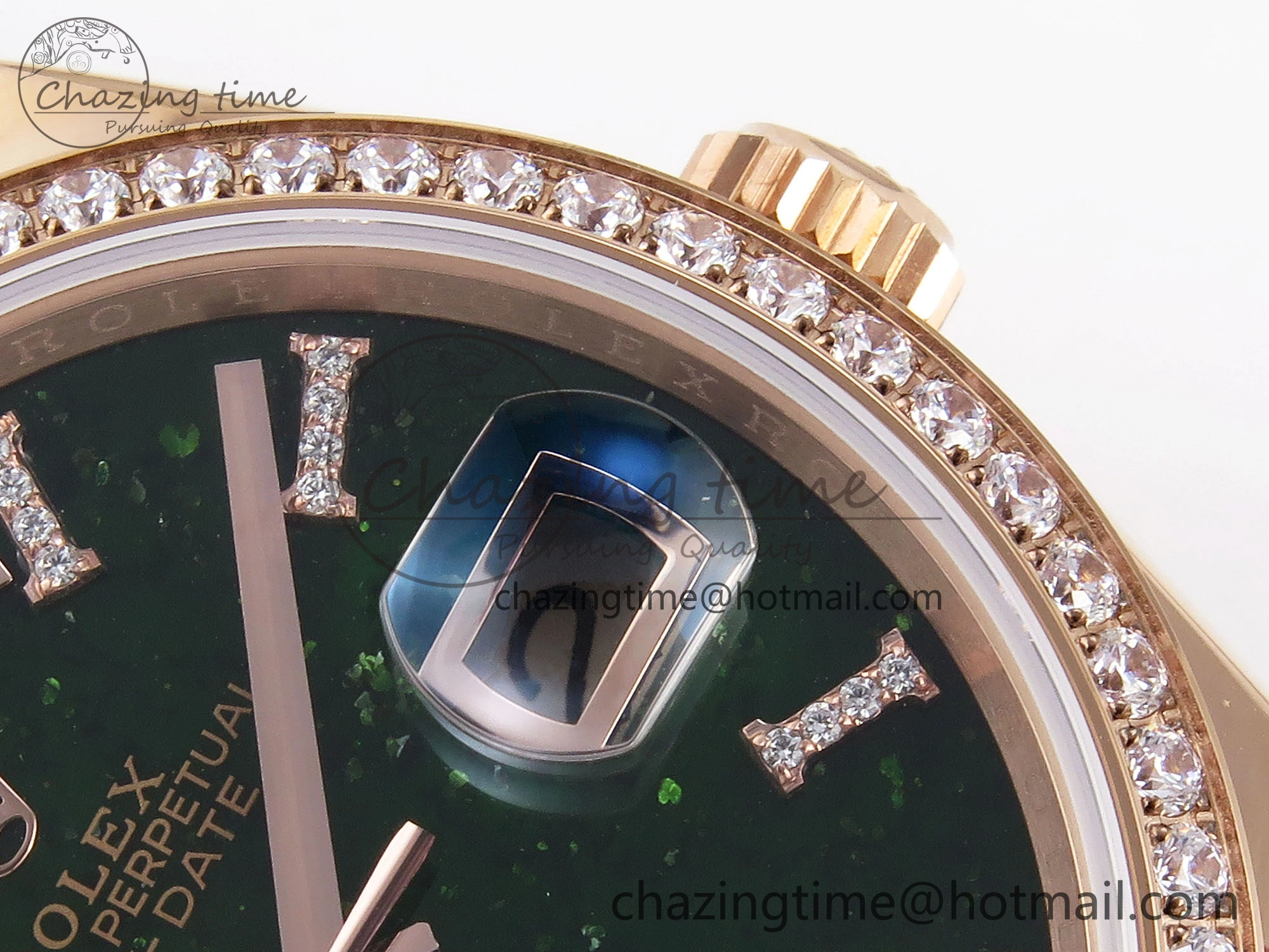 Day Date 36 RG RAF 1:1 Best Edition Green Stone Dial Diamonds Bezel on RG Bracelet A2836