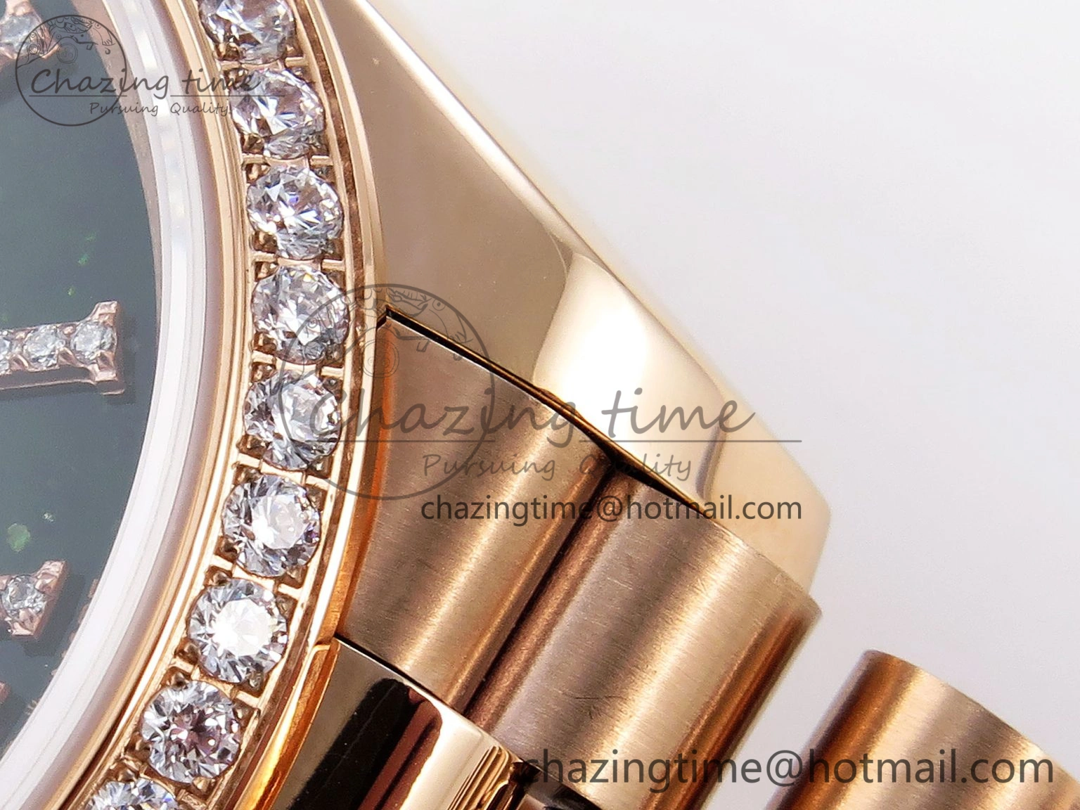 Day Date 36 RG RAF 1:1 Best Edition Green Stone Dial Diamonds Bezel on RG Bracelet A2836