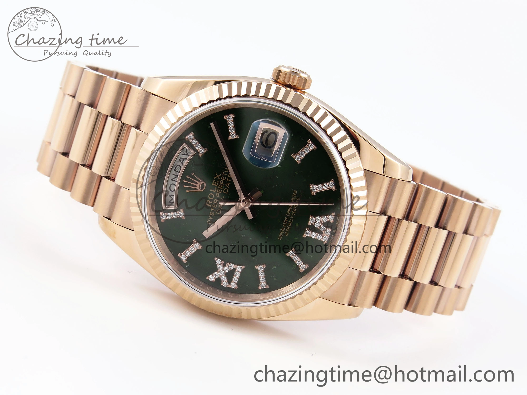 Day Date 36 RG RAF 1:1 Best Edition Green Stone Dial on RG Bracelet A2836