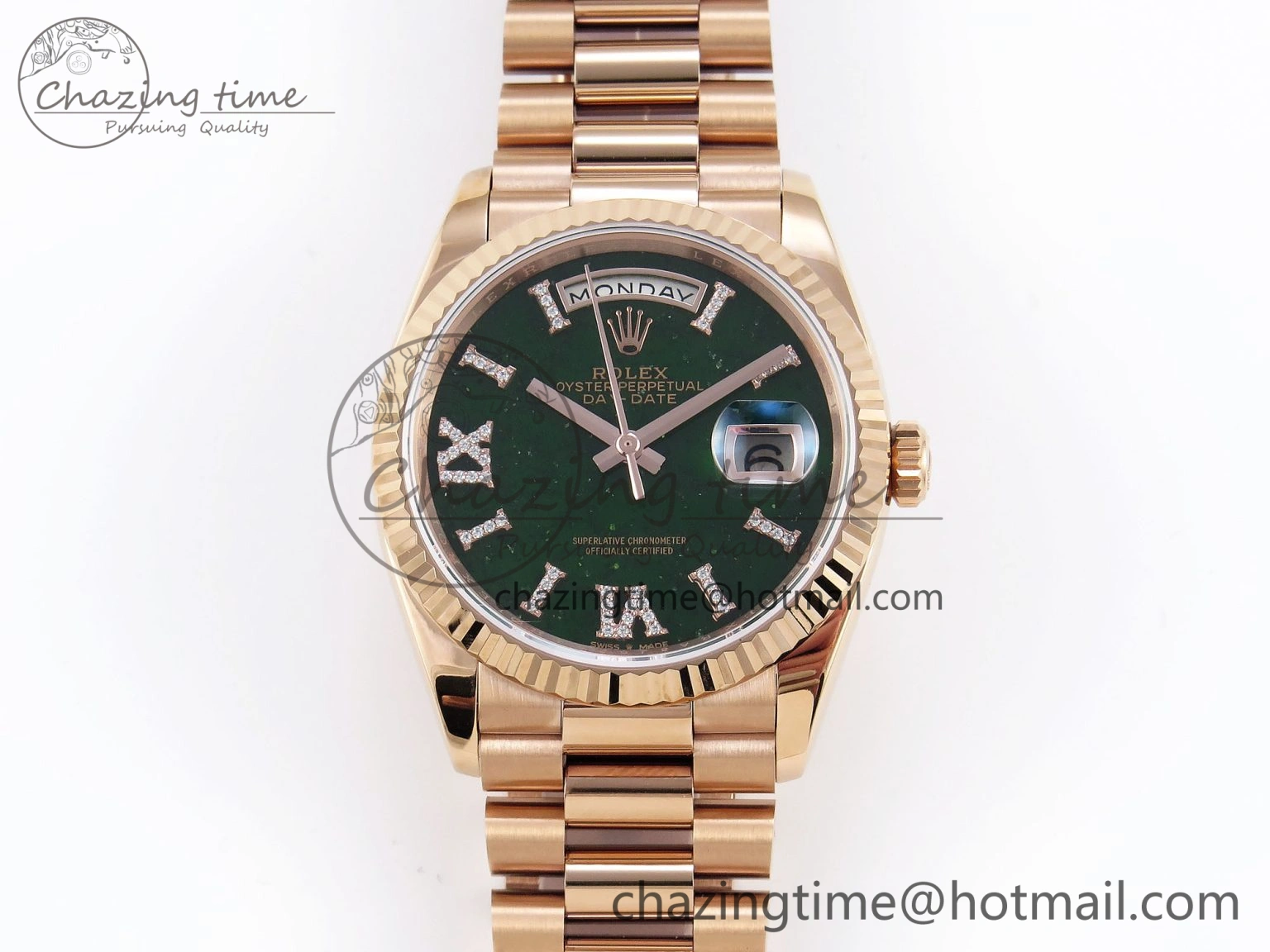 Day Date 36 RG RAF 1:1 Best Edition Green Stone Dial on RG Bracelet A2836