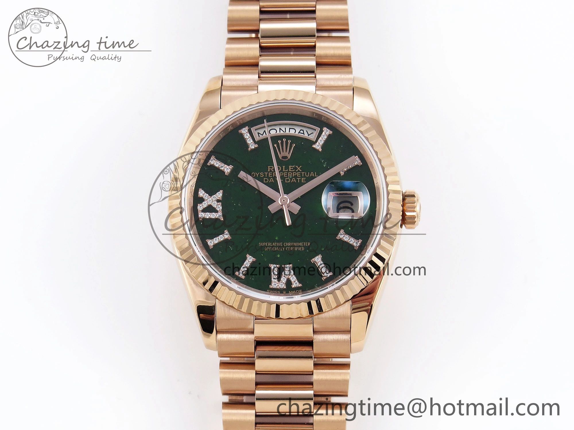 Day Date 36 RG RAF 1:1 Best Edition Green Stone Dial on RG Bracelet A2836