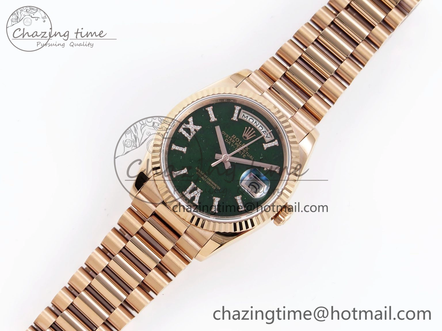 Day Date 36 RG RAF 1:1 Best Edition Green Stone Dial on RG Bracelet A2836