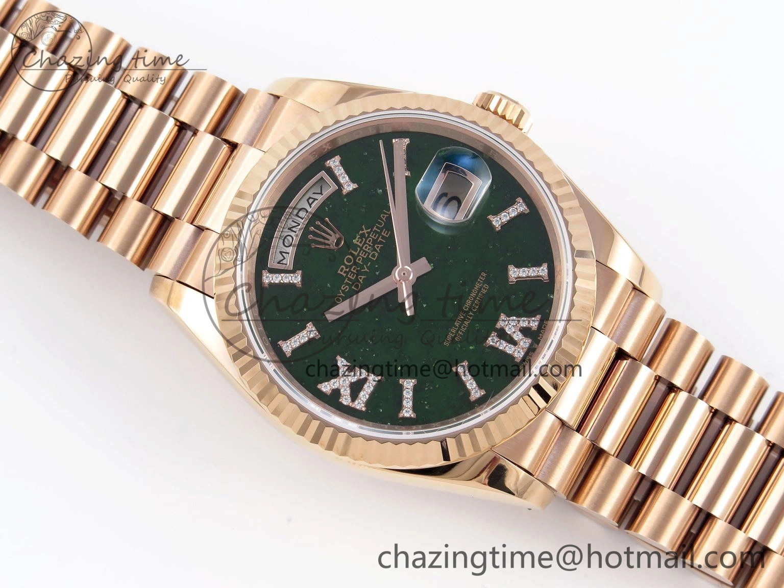 Day Date 36 RG RAF 1:1 Best Edition Green Stone Dial on RG Bracelet A2836