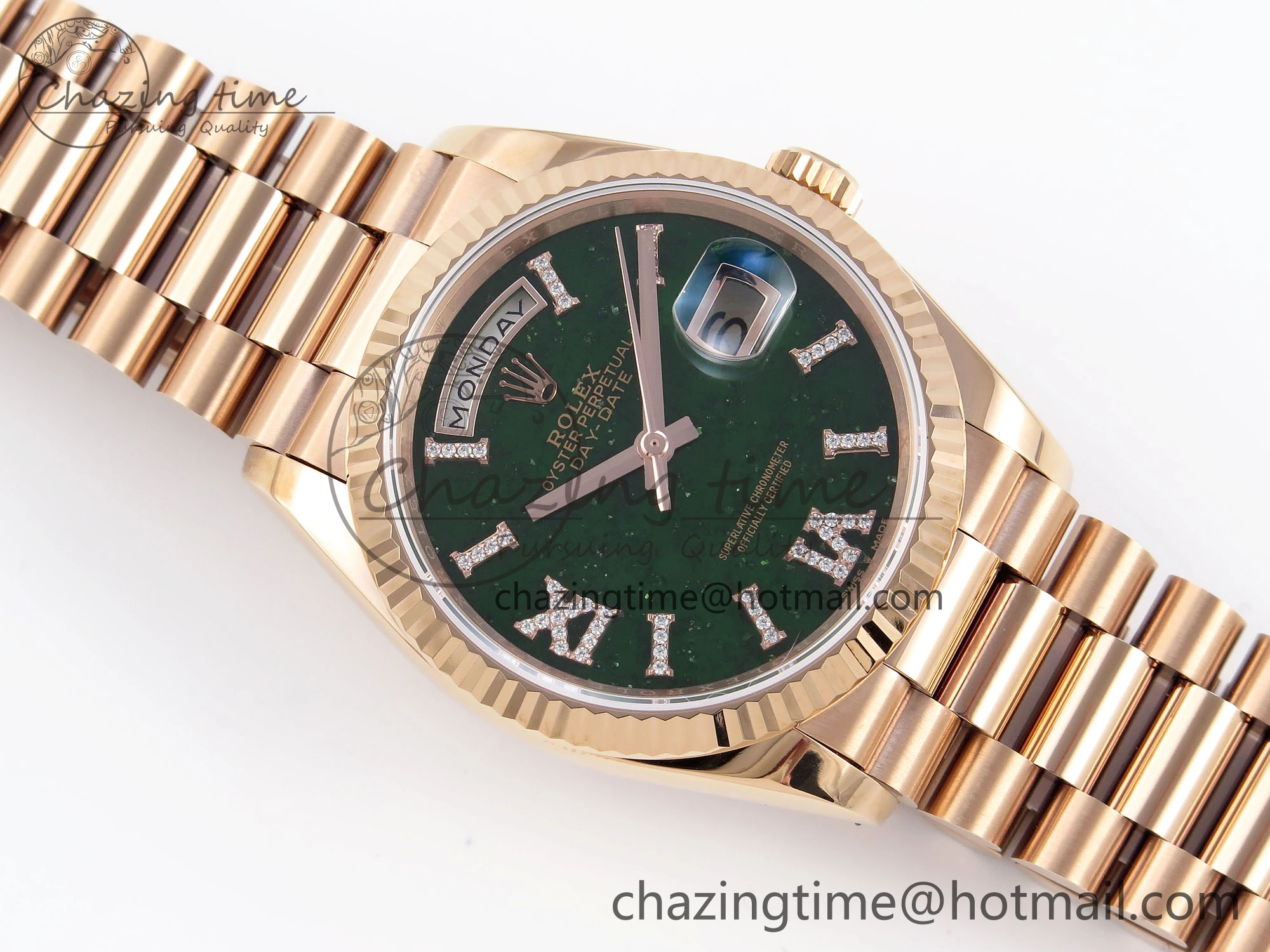 Day Date 36 RG RAF 1:1 Best Edition Green Stone Dial on RG Bracelet A2836