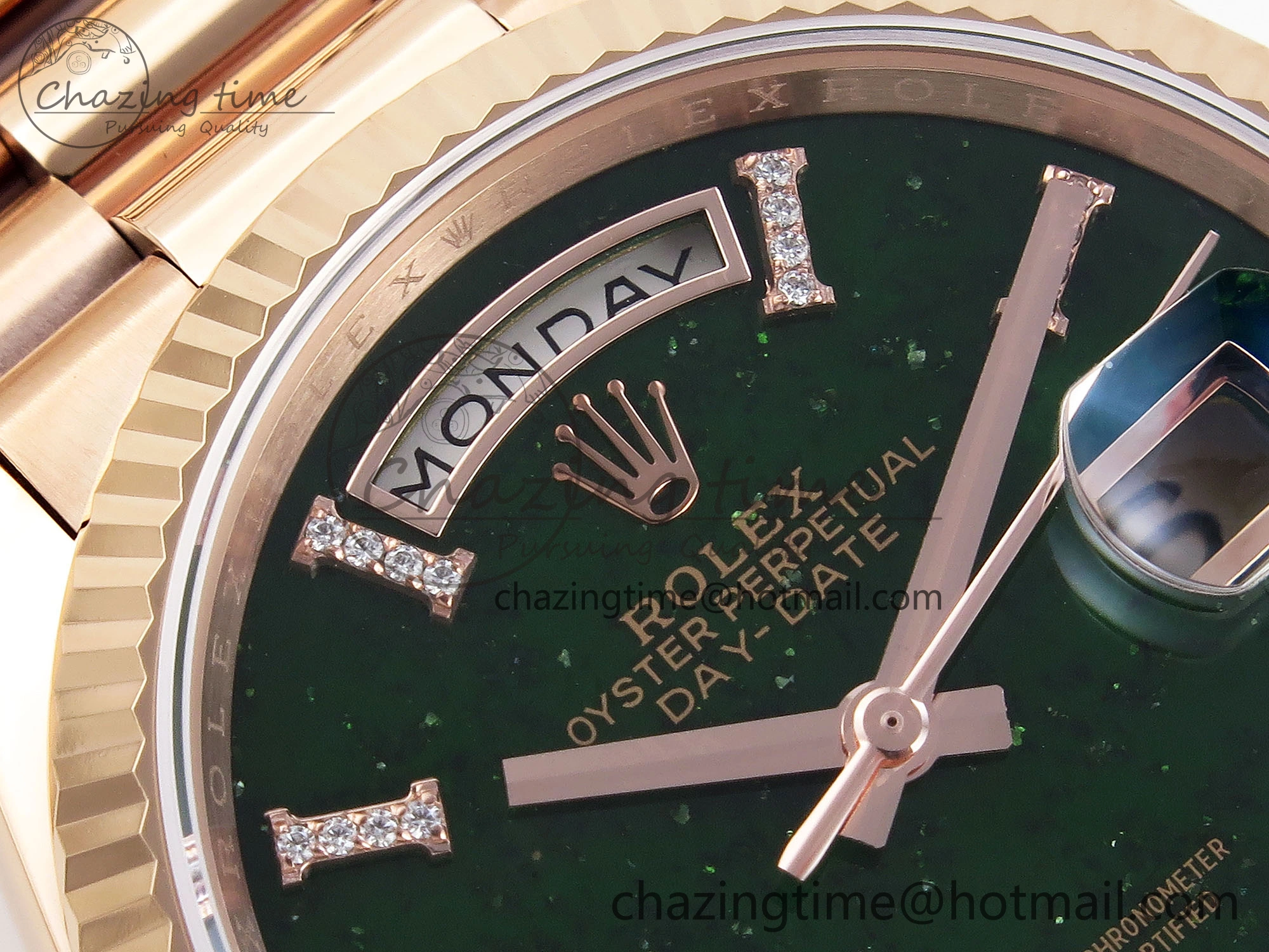 Day Date 36 RG RAF 1:1 Best Edition Green Stone Dial on RG Bracelet A2836